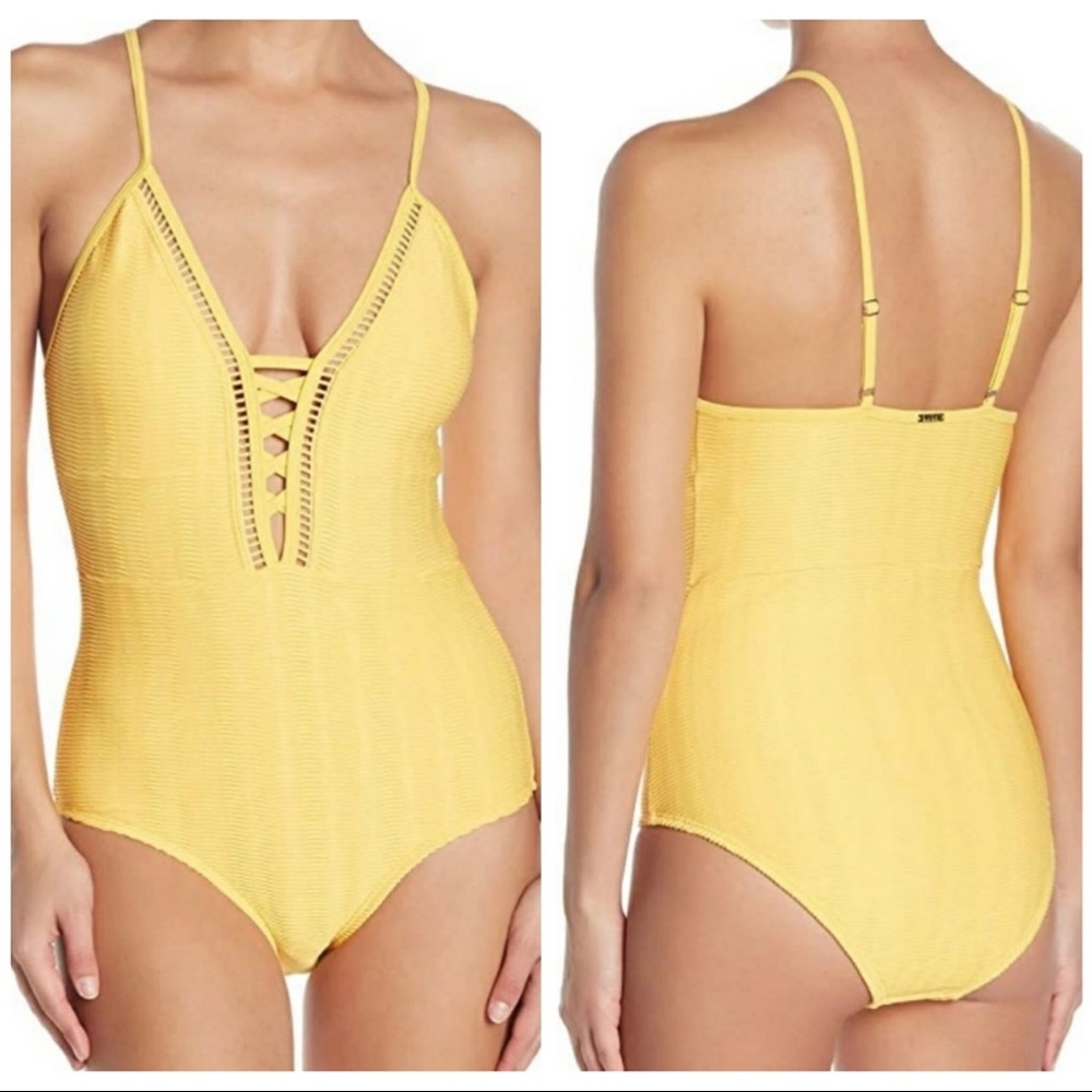 Nicole Miller One Piece Yellow Swimsuit Size 8